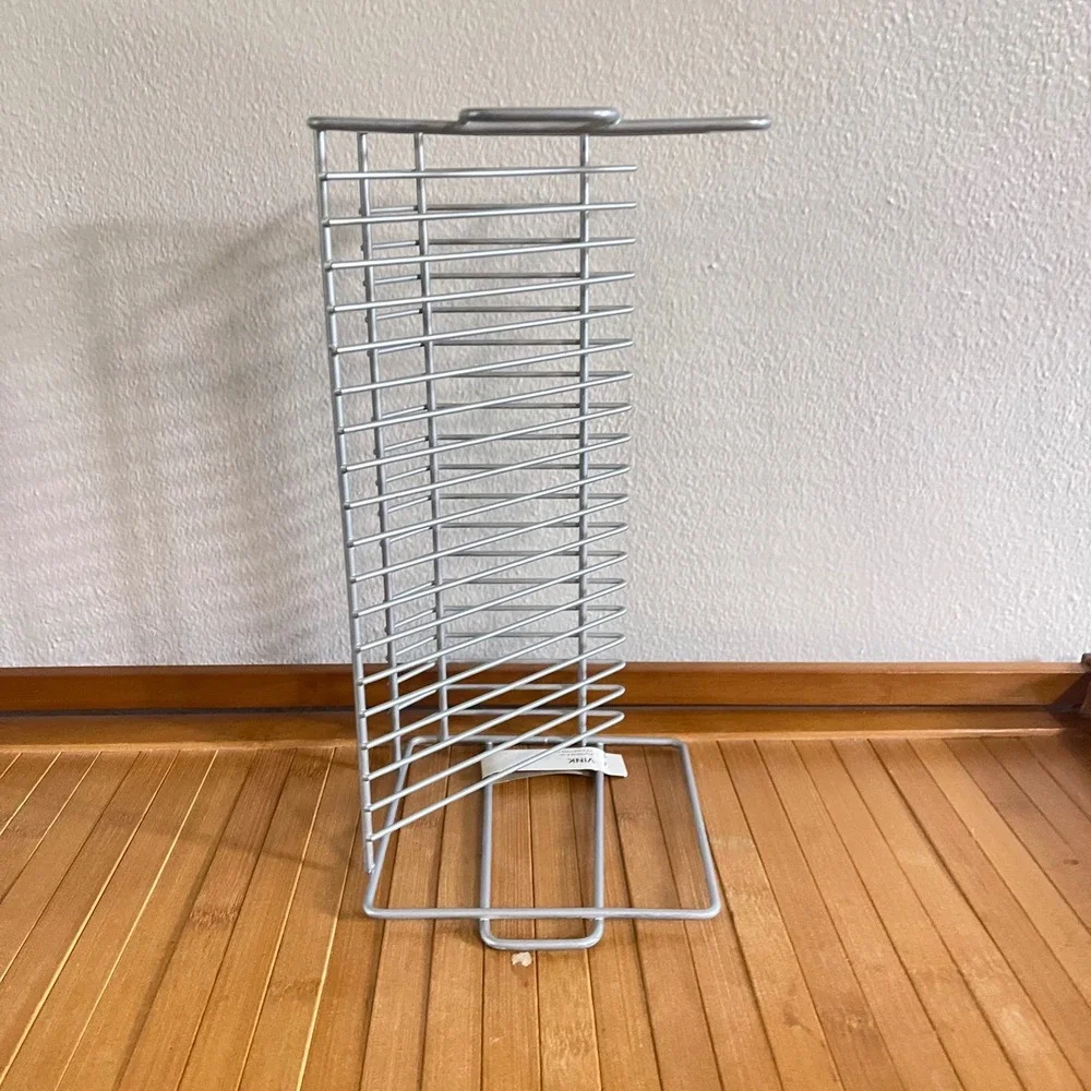 Vtg Y2k 20 CD Storage Stand Holder Display Metal Wire Rack Silver playstation